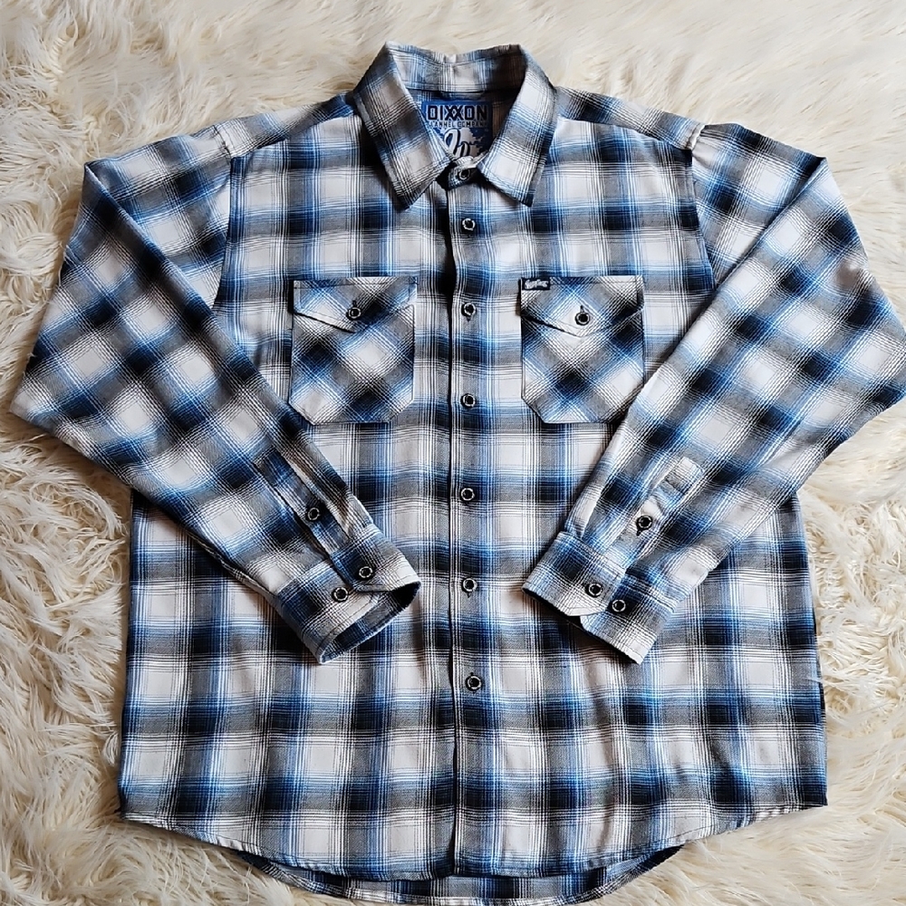 DIXXON Men's Black and Blue Plaid Shirt